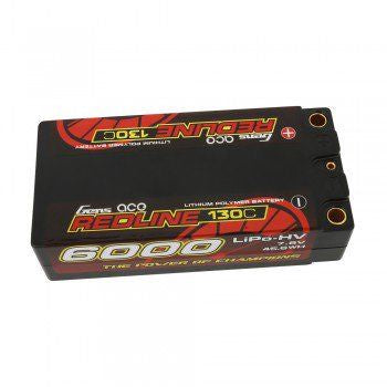 Gens Ace Redline Series 6000mAh 7.6V 130C 2S2P HardCase HV Shorty Lipo Battery GA-R-130C-6000-2S2P-HC65-HV
