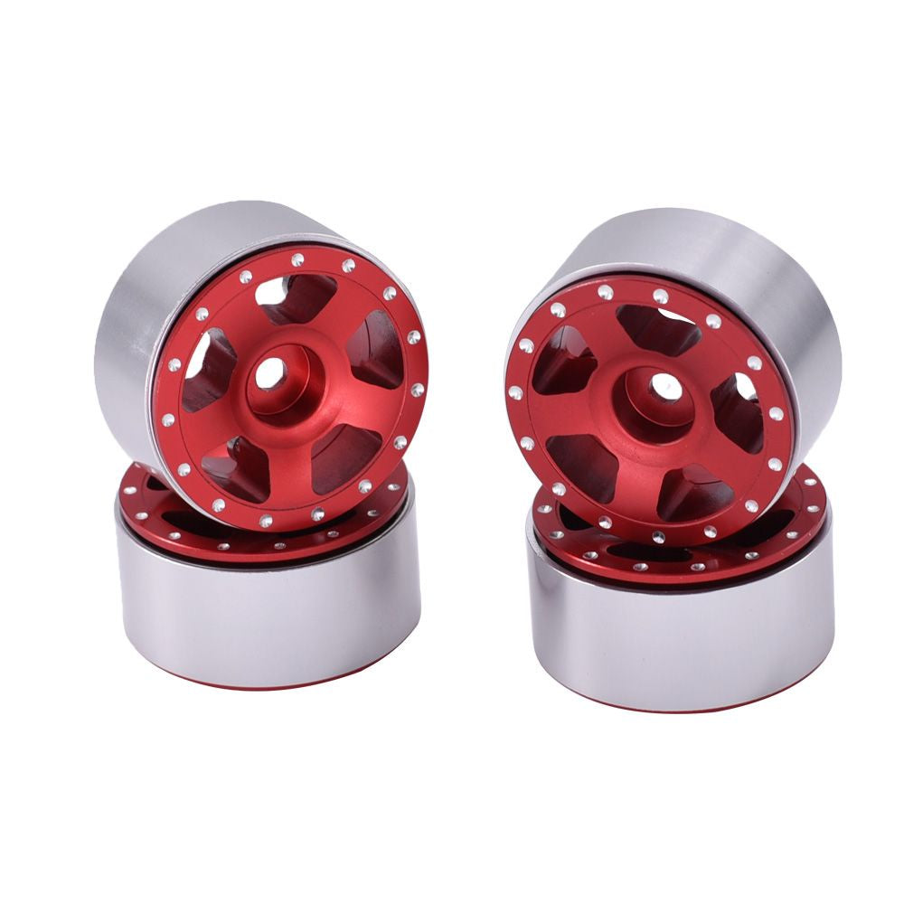Wheels (4): 1.0" Starfish Beadlock Red Aluminum - HDTSCX24-46A