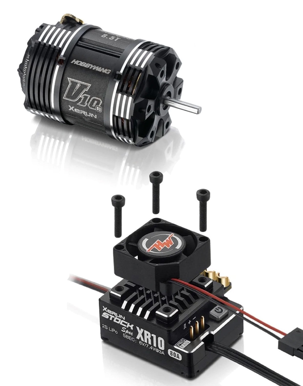 Hobbywing XR10 Stock Sensored Brushless ESC/V10 G4 Motor Combo (17.5T) - HWI38020338