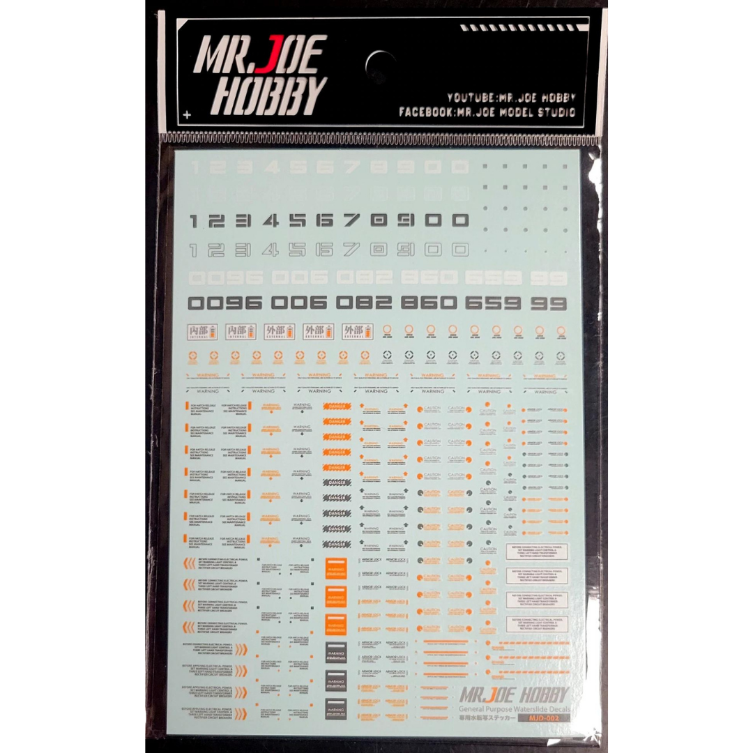 Mr. Joe Decal - 002 General Use Marking Decal Black/Orange/White