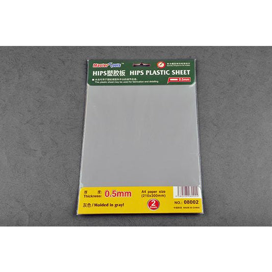 Master Tools 0.5mm HIPS plastic sheet (Styrene) 210mm x 300mm (2pc) #8002