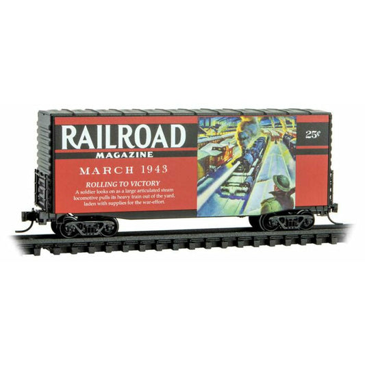Pullman-Standard 40' Hy-Cube Boxcar - Ready to Run Railroad Magazine, March 1943 (Red, Black; Days Gone By #1)