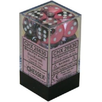 Chessex Gemini 12D6 Black-Pink/White 16mm CHX26630
