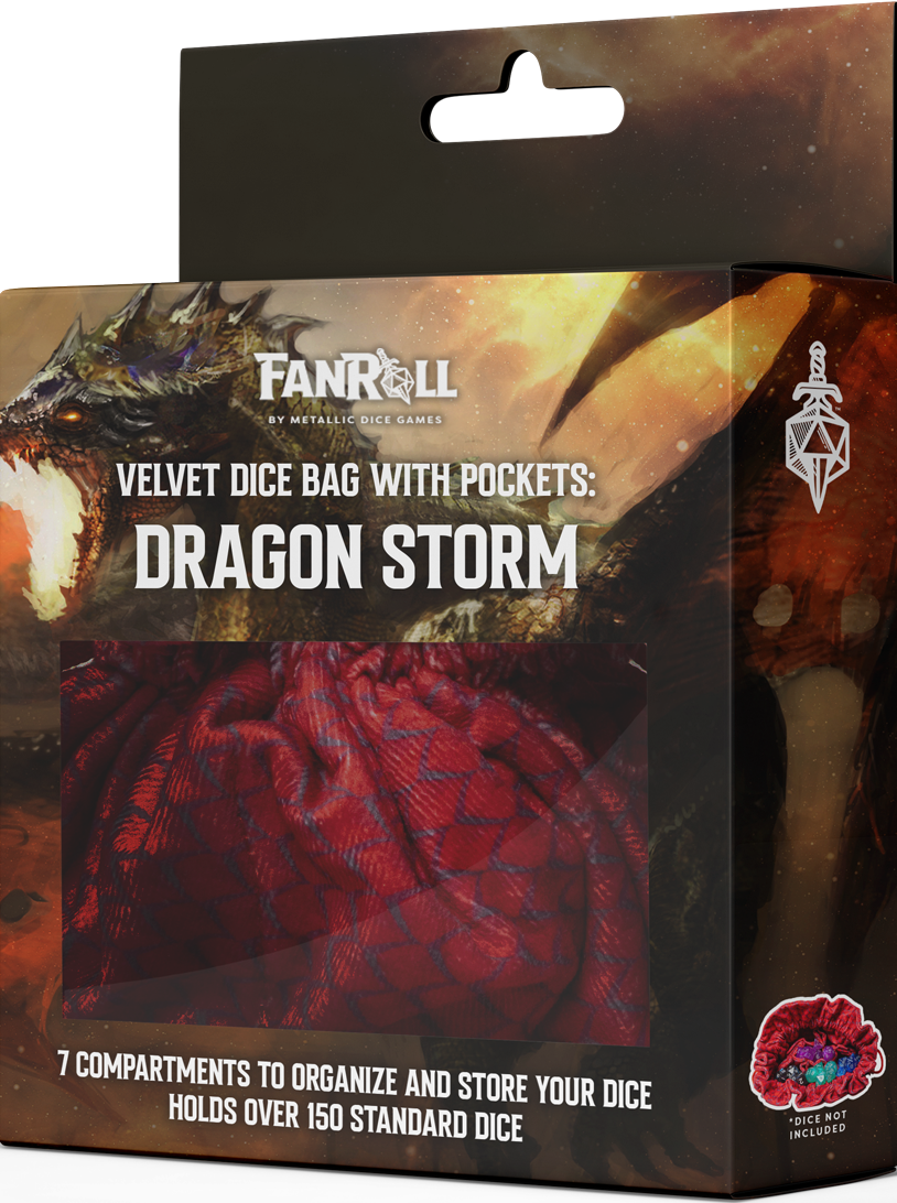 Fanroll Velvet Dice Bag Compartment Dragon Storm