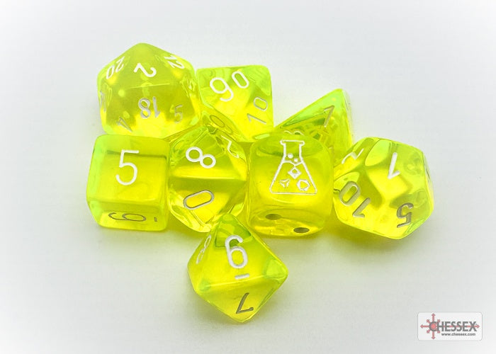Chessex Translucent 7-Die Set Neon Yellow/White CHX30061