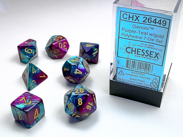 Chessex Gemini 7-Die Set Purple-Teal/Gold CHX26449