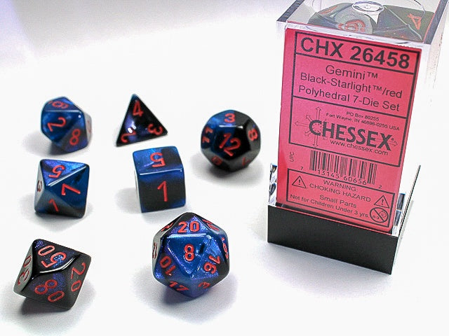 Chessex Gemini 7-Die Set Black-Starlight/Red CHX26458