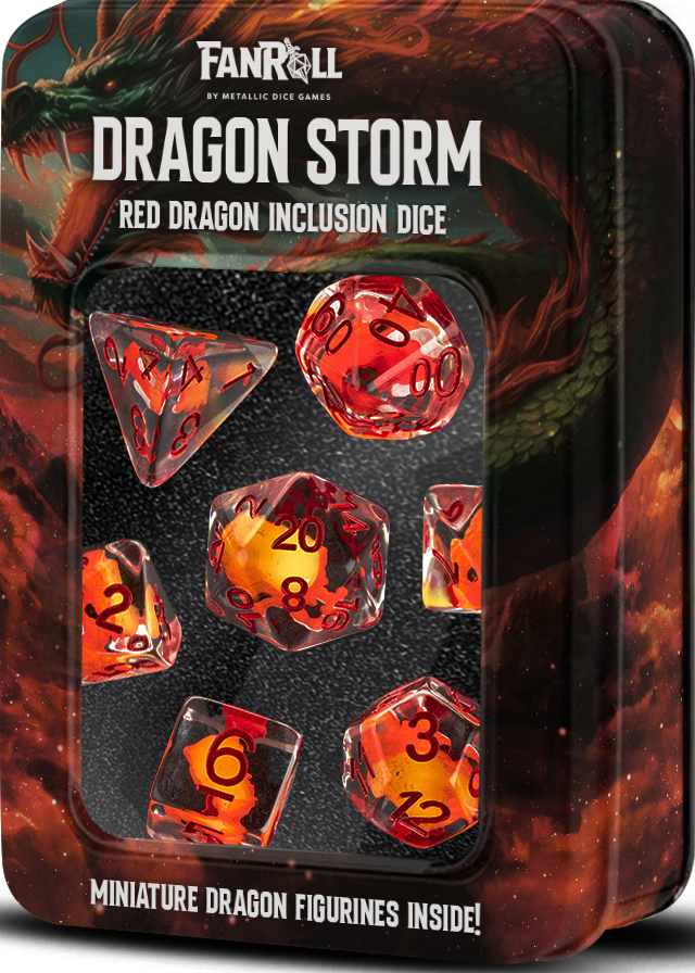 Fanroll Resin 7-Die Set Dragon Storm Red Dragon Inclusion