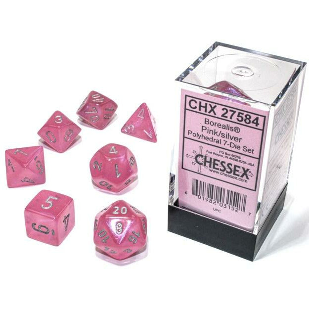 Chessex Borealis 7-Die Set Pink/Silver Luminary CHX27584