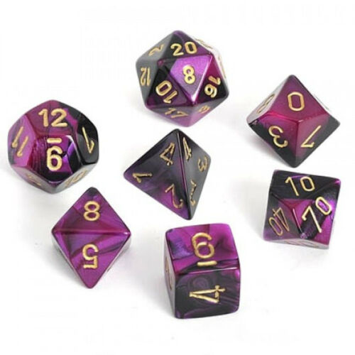 Chessex Gemini 7-Die Set Black-Purple/Gold CHX26440
