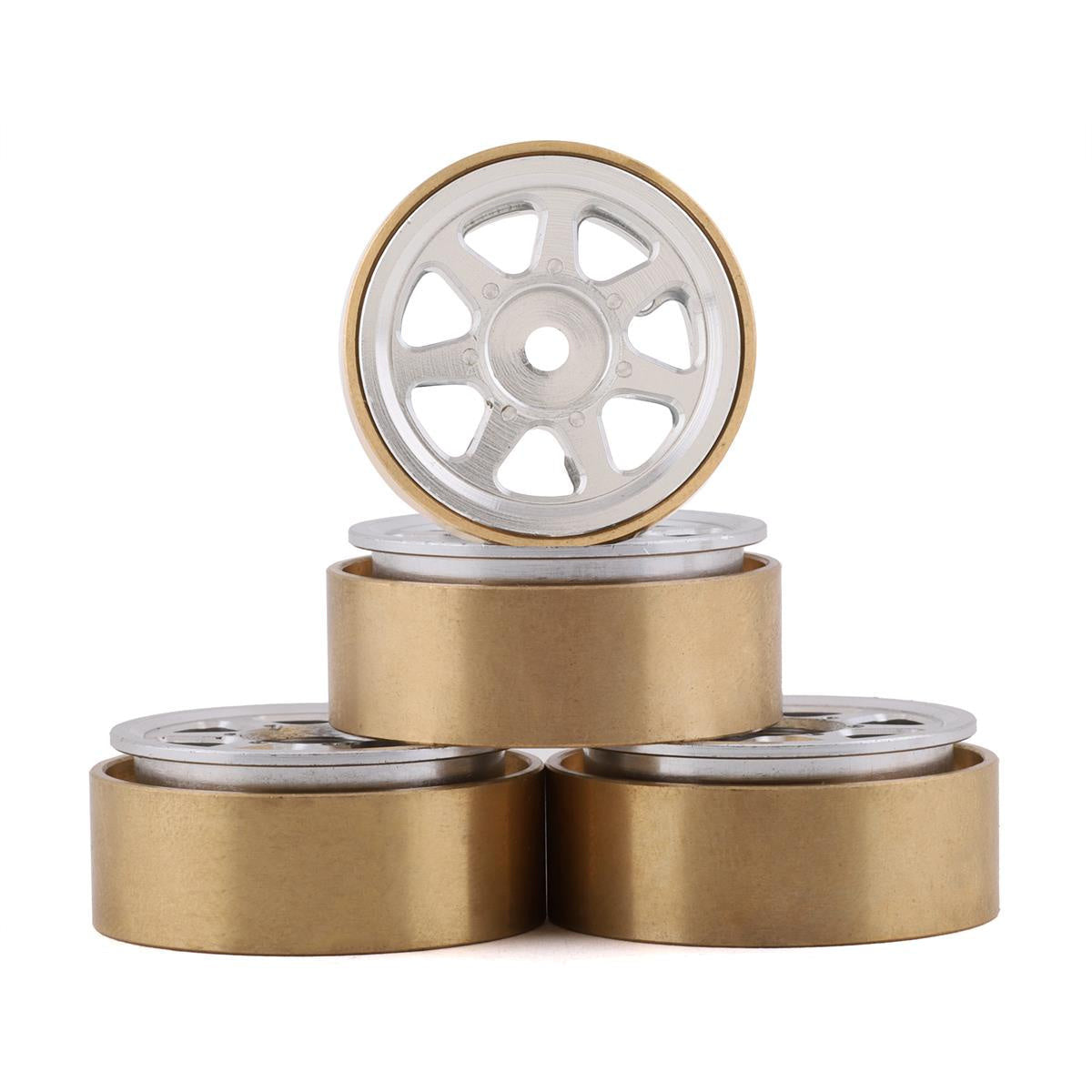 Samix SCX24 Aluminum & Brass 1.0" Beadlock Wheel Set - Assorted Colours
