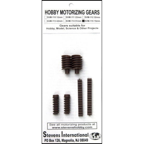 Stevens International Plastic Worm Gears 15mm OD (2) & Universal Screws (2) with Racks #SVM-115