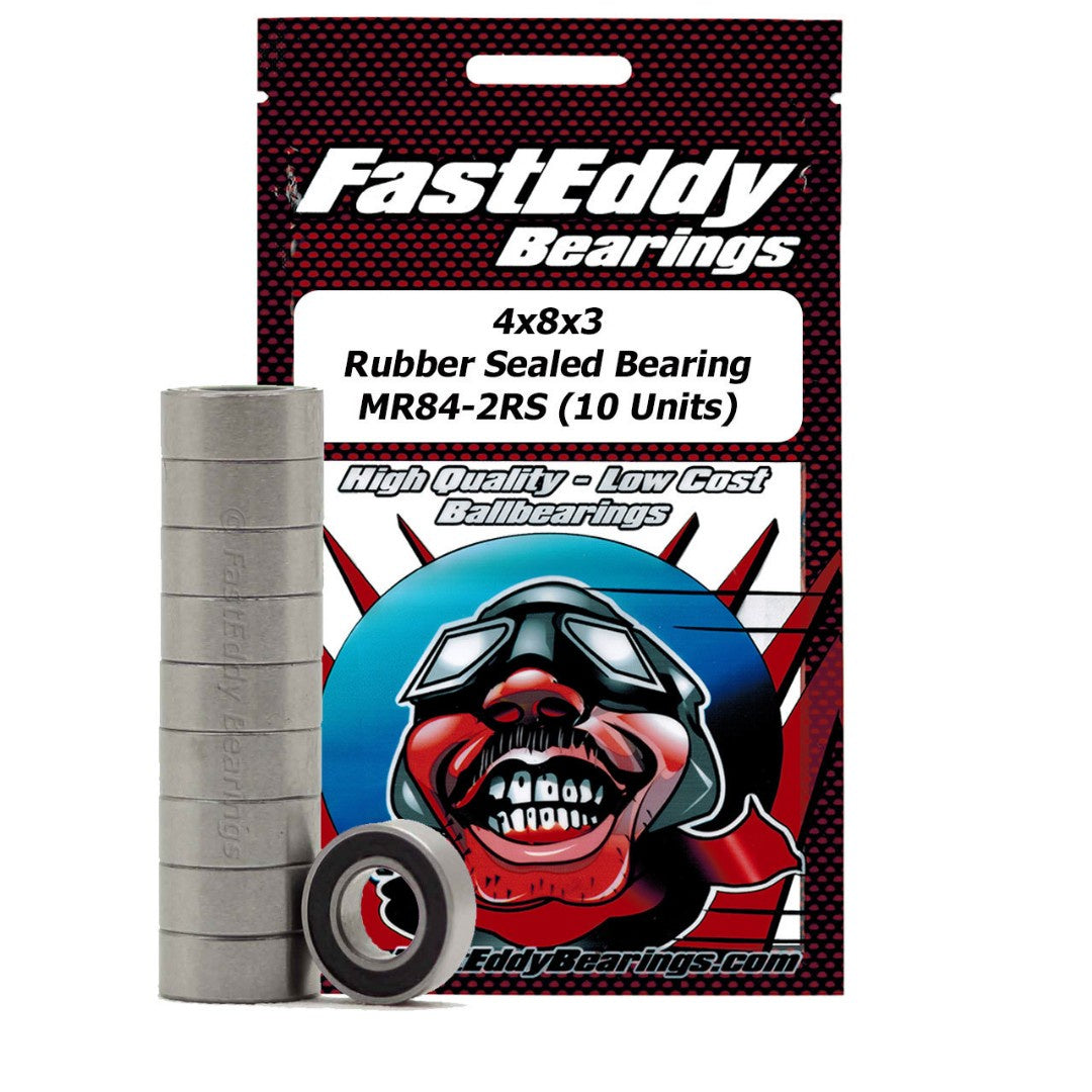 Fast Eddy Rubber Sealed Bearings Pack (10): 4x8x3 TFE279 MR84-2RS