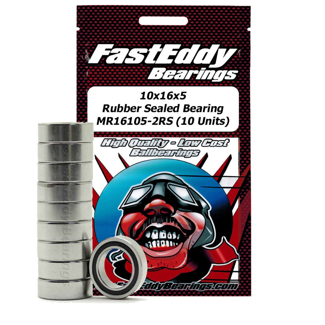 Fast Eddy Rubber Sealed Bearings (1): 10x16x5 TFE281 MR16105-2RS
