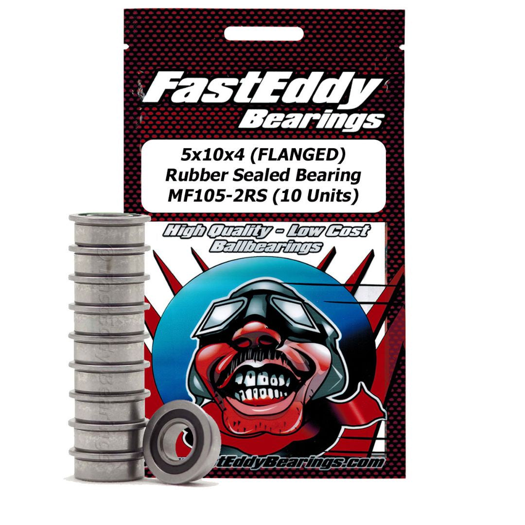 Fast Eddy Flanged  Rubber Sealed Bearings (1): 5x10x4mm TFE296 MF105-2RS