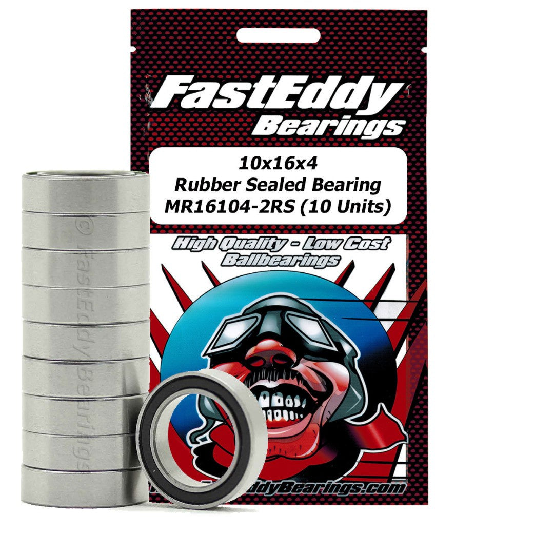 Fast Eddy Rubber Sealed Bearings (1): 10x16x4 TFE306 MR16104-2RS