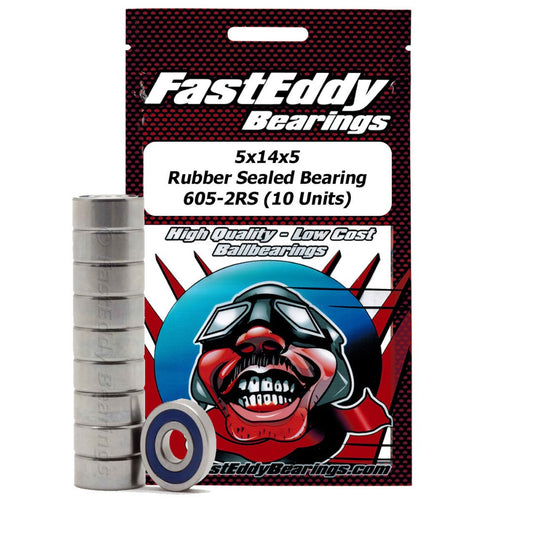 Fast Eddy Rubber Sealed Bearings (1): 5x14x5 TFE310 605-2RS