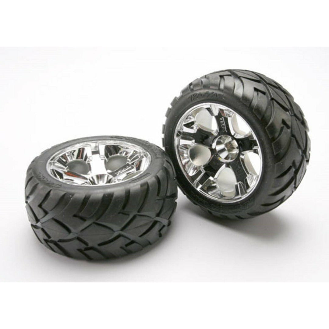 TRA5577R Traxxas Anaconda Tires w/All-Star Front Wheels (2) (Jato) (Chrome)