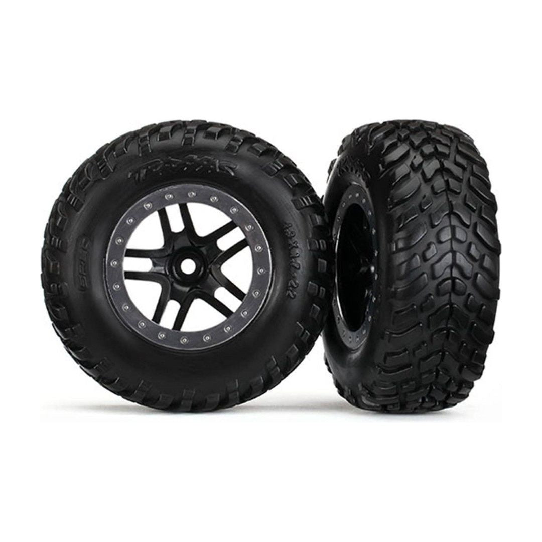 Traxxas Tire/Wheel Assembled Glue SCT Split-Spoke Black TRA5889