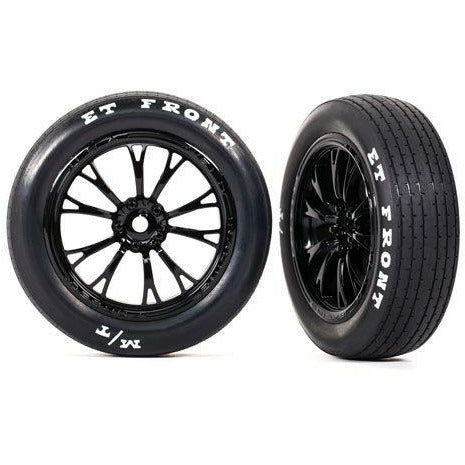 Traxxas Tires & wheels, assembled (gloss black wheels) (Fr) (2) TRA9474