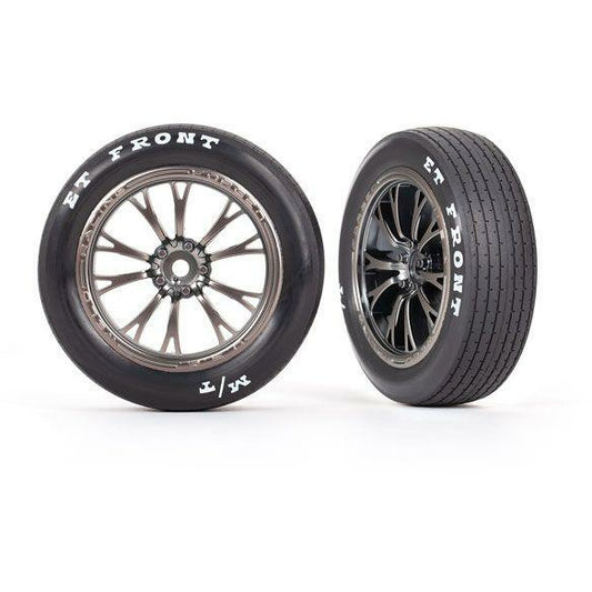 Traxxas Tires & wheels, assembled (satin blk chrm whls) (Fr) (2) TRA9474A