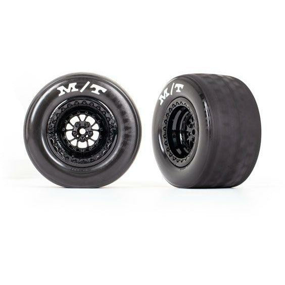Traxxas Tires & wheels, assembled (gloss black wheels) (R) (2)