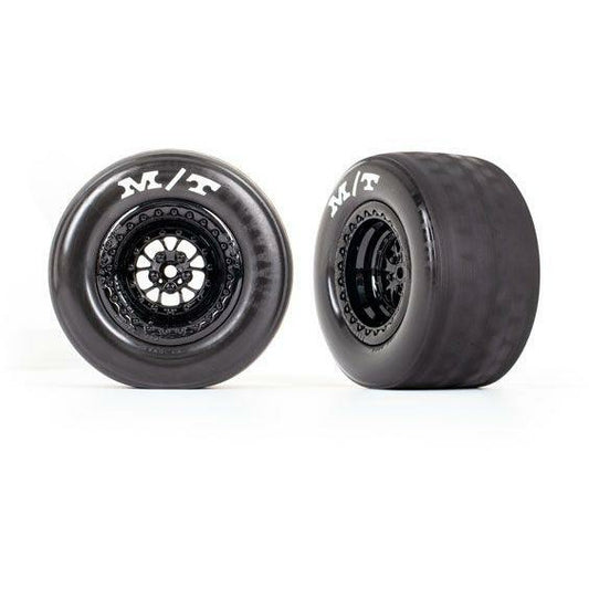Traxxas Tires & wheels, assembled (gloss black wheels) (R) (2)