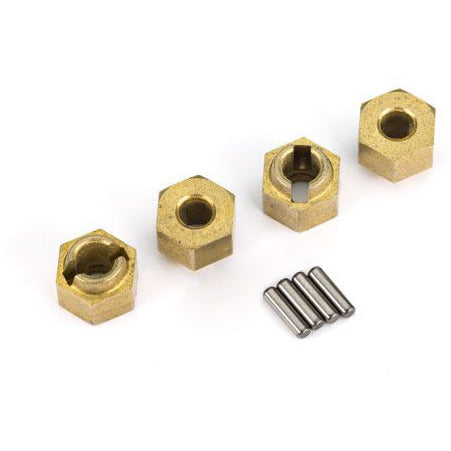 Wheel Hubs and Axle Pins(4): 7mm Hex - Brass TRA9750X