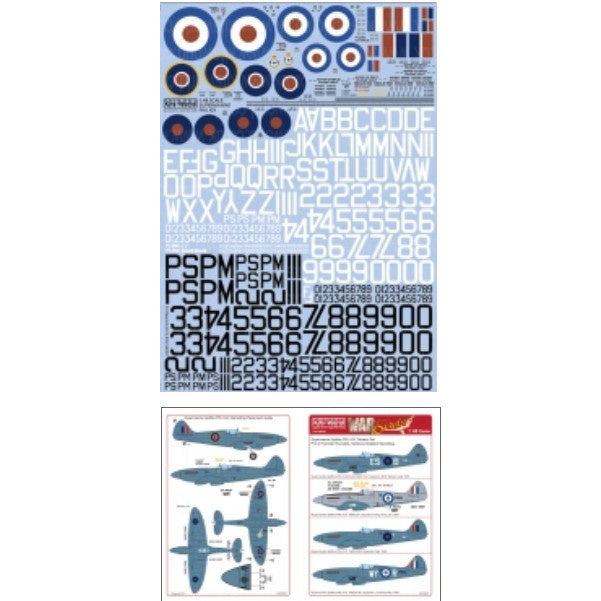 1/48 Supermarine Spitfire PRU Mk XIX Generic Set: Pre/Post War Roundels, Serials & Stenciling