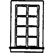 Window: Double-Hung, 8-Pane - Scale 27 x 48" 68.6 x 122cm pkg(8)