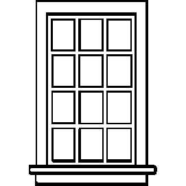 Window: Double-Hung, 12-Pane, Scale 36 x 64" 76.2 x 163cm pkg(8)